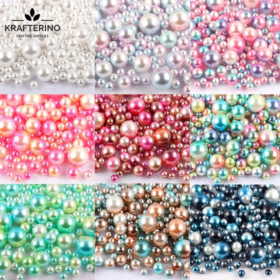 Pearl Beads No Holes Multicolor Round Fake Pearls Smooth ABS for