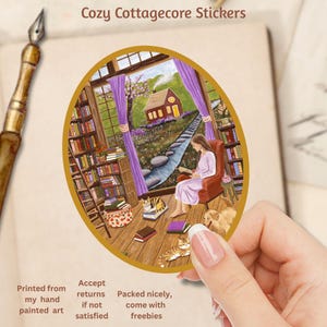 Adesivo accogliente per la sua vita in stile cottage, adesivo per angolo lettura, adesivo per diario, adesivo per paesaggio naturale in primavera/estate, adesivo stravagante