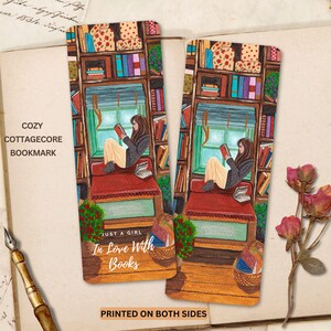 Segnalibro Storytelling - Ragazza che legge comodamente in soffitta - Segnalibro Cottagecore. Amante dei libri. Regalo per topi di biblioteca - Pretty Stationery - Arte accogliente