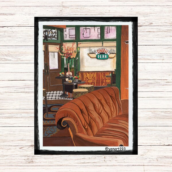 Friends - Illustrazione a guazzo del Central Perk Cafe - Stampa artistica della serie Friends - Stampa artistica A5 A4 / Arte della parete