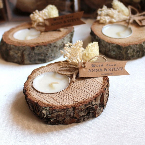 Handmade Wedding Party Favors for Guests, Rustic Wedding Favors Bulk, Unique Favors, Tealight Holders, Personalized Wedding Thank You Favors