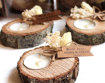 50 pcs Personalized Wedding Candle Favors, Wedding Party Favors for Guests in Bulk, Rustic Wedding Favors, Bridal Shower Favor Candle Holder