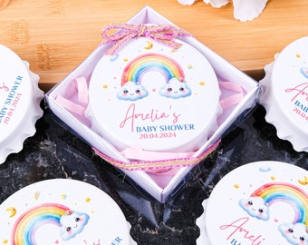 Babyparty Geschenk-Set, Flaschenöffner-Magnet, personalisiertes Babyparty-Schokoladengeschenk, Taufe, Erstkommunionschokoladenbox-Türhänger-Set