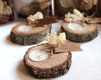 FREE SHIPPING 50 pcs Personalised Candle Wedding Favors, Wedding Party Favors for Guests in Bulk, Rustic Favors, Bridal Shower Favors Candle