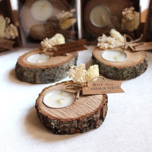FREE SHIPPING 100 pcs Personalized Candle Baptism Favors, Wedding Favors for Guests in Bulk, Rustic Wedding Bridal Shower Memorial Candles