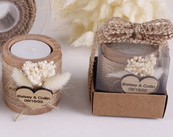 Wedding Bulk Candle Favors for Guests in bulk | Wedding Rustic Bulk Favor | Bridal Shower Unique Favors | Tealight Holders | Thank You Favor