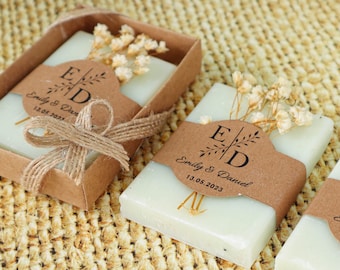 Personalisierte Duftseife Hochzeit Gastgeschenke für Gäste | Brautdusche Seife Gefälligkeiten | Handgemachte Seifen Favor | Floral Seifen Favors | Jasmin Duft