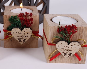 Christmas Gifts, Christmas Personalized Candle Favor, Christmas Wooden Candle Holder, Happy Holiday Favors, Merry Christmas Tag