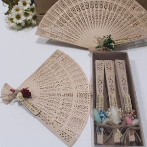 50 pcs Personalized Rustic Sandalwood Fans, Wedding Favors, Folding Fans, Bridal Shower Favors, Beach Wedding Favors for Guests Bulk US UK