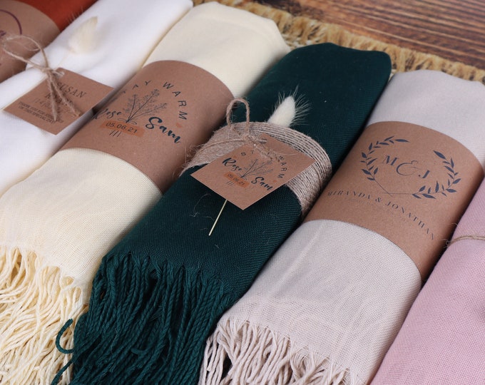 Ivory Pashmina Shawl, Personalized Wedding Shawl Scarf, Bridesmaid Gifts, Pashmina Wrap, Bridal Shawls for Wedding Favors