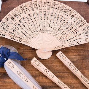 Personalisable Rustic Sandalwood Fans Summer Wedding Favors Folding Fans Bridal Shower Favors Beach Wedding Favors for Guests Bulk Hand Fan