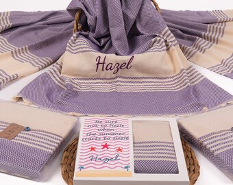 Luxury Personalized Beach Towel, Bridesmaid Gift, Soft Turkish Towel, Personalized with Name, Custom Beach Towel Embroidered for Bridesmaids