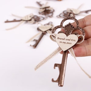 Personalized Key Bottle Opener Favors, Skeleton Key Wedding Favors in Bulk, Bulk Bottle Opener, Rustic Wedding Favors, Bridal Shower Favors