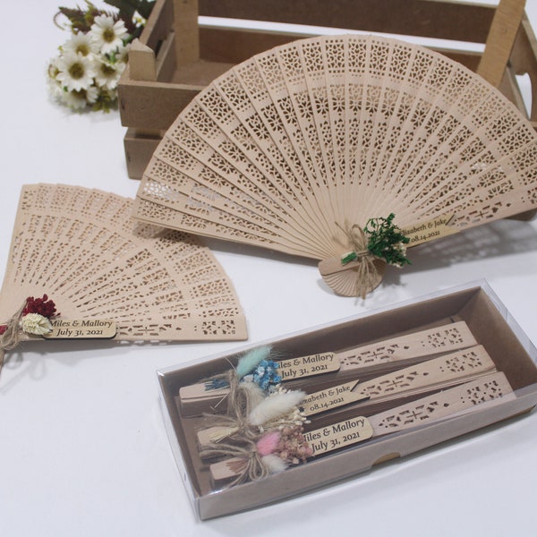 Personalisable Rustic Sandalwood Fans Summer Wedding Favors Folding Fans Bridal Shower Favors Beach Wedding Favors for Guests in Bulk US UK