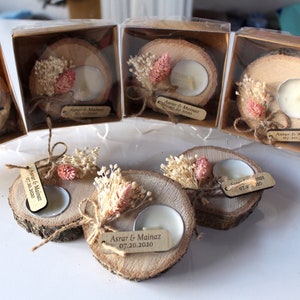 Handgefertigte Hochzeit Gastgeschenke, rustikale Gastgeschenke Schütte, einzigartige Gastgeschenke, Teelichthalter, personalisierte Hochzeit Dankeschön Gastgeschenke