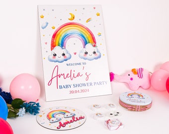 Babyparty Geschenk-Set Schokoladenbevorzugung, Babyparty Willkommensschild Taufe Erstkommunion Flasche Öffner Türschild Set