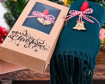 Xale de Natal em Pashmina, Xale de Ano Novo, Lenço de Boas Festas, Xale Personalizado, Envoltório de Pashmina, Xales para Casamento, Lenços para Casamento