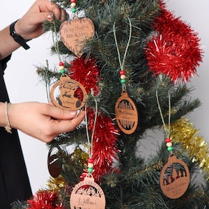 Personalized Christmas Ornament, Custom New Year Merry Christmas Favors, Handmade Christmas Gifts, Happy Holiday Coworker Friend Family Gift