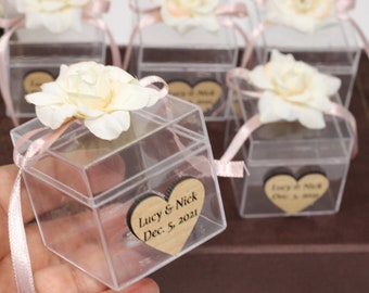 50 Stück KOSTENLOSER VERSAND Hochzeit Großbevorzugungsboxen | Hochzeit Mica Glass Favors Boxen | Baby Shower Gastgeschenke Boxen | Brautparty Favor Boxen