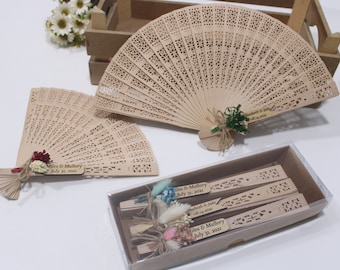 Personalisable Rustic Sandalwood Fans Summer Wedding Favors Folding Fans Bridal Shower Favors Beach Wedding Favors for Guests in Bulk US UK