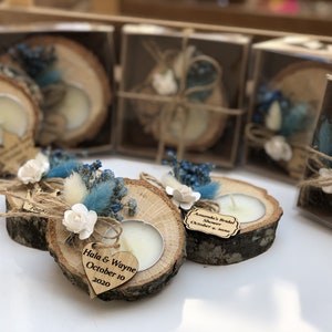 FREE SHIPPING 70 pcs Personalized Candle Wedding Favors, Wedding Favors for Guests in Bulk, Rustic Wedding Bridal Shower Memorial Candles