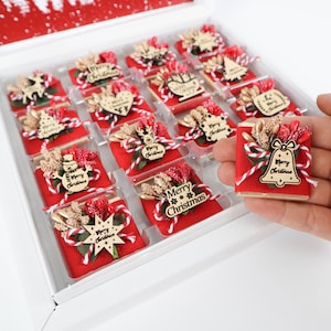 Merry Christmas Gifts Chocolate Favors, Personalized Christmas Decor Chocolate Gift Box, Noel X-mas New Year Happy Holidays Chocolate Favors