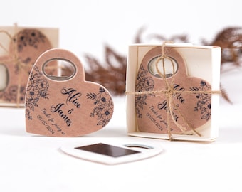 Personalized Bottle Opener Magnet Wedding Favors, Wedding Favors for Guests in Bulk, Bridal Shower Favors, Birthday Magnet Favor, Graduation