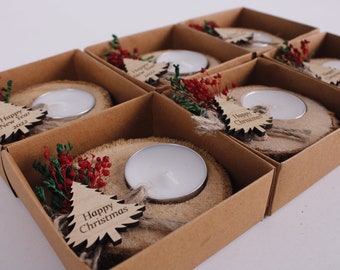 Christmas Personalized Candle Favors, Christmas Gifts, Christmas Rustic Favors, Happy New Year, Happy Holiday, Thanksgiving Custom Favors