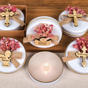 Baptism Favors, Scented Candles, Metal Box Candle, Baptism Candles, Personalized Candle Favors, Baby Shower, Baptism Gifts, First Communion