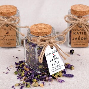 Wedding Tea Favors for Guests – Loose Leaf Herbal Tea Jars | Rustic Wedding Guest Gifts | Personalized Bridal Shower Favors | Tea Party Favors

Delight your guests with these charming Wedding Tea Favors – elegant glass jars filled with premium loose leaf herbal tea, personalized for your special day. These rustic favors are perfect for weddings, bridal showers, tea parties, or engagement celebrations, offering a thoughtful and aromatic thank-you gift your guests will truly enjoy.