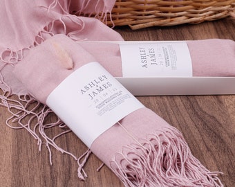 Pink Pashmina Shawl, Personalized Wedding Shawl Scarf, Bridesmaid Gifts, Pashmina Wrap, Bridal Shawls for Wedding Favors