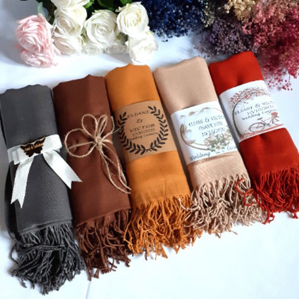 Châle pashmina coloré, châle personnalisé, écharpe de mariage, châle de demoiselle d'honneur, châle pashmina, châles pour mariage, châles de mariage