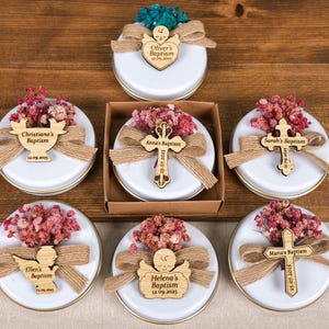 Baptism Favors, Scented Candles, Metal Box Candle, Baptism Candles, Personalized Candle Favors, Baby Shower, Baptism Gifts, First Communion