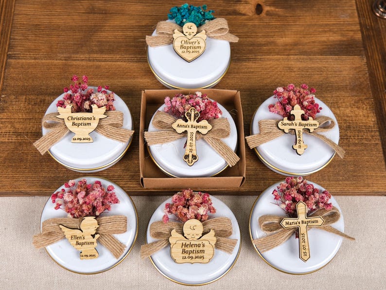 Baptism Favors, Scented Candles, Metal Box Candle, Baptism Candles, Personalized Candle Favors, Baby Shower, Baptism Gifts, First Communion