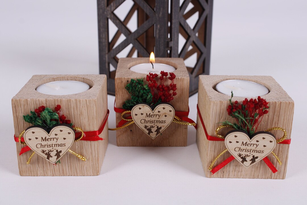 Christmas Gifts, Christmas Personalized Candle Favor, Christmas Wooden