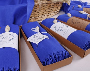 Royal Blue Pashmina Shawl, Personalized Wedding Shawl Scarf, Bridesmaid Gifts, Pashmina Wrap, Bridal Shawls for Wedding Favors