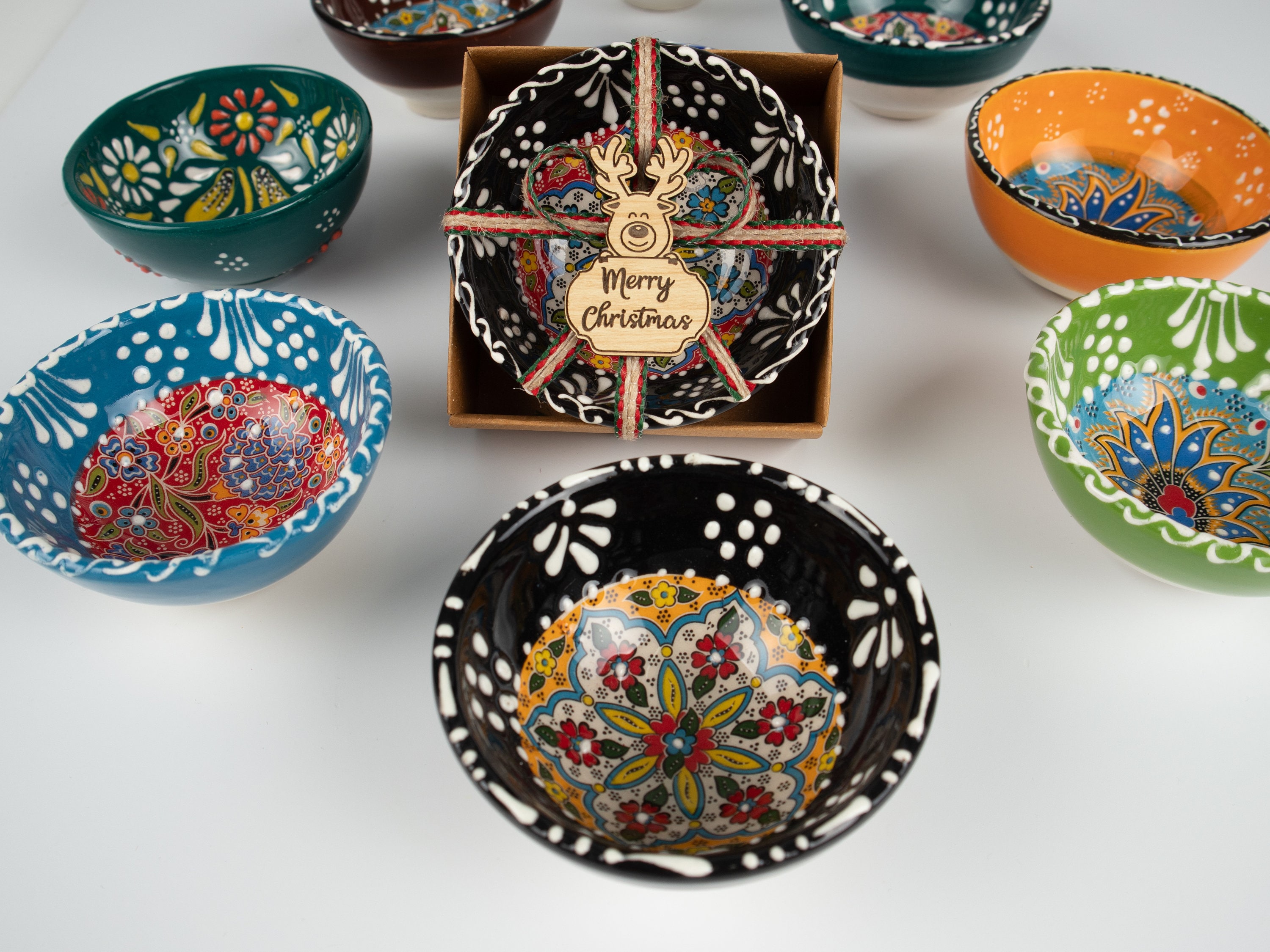 Personalized Christmas Gifts Turkish Cini Bowl, Bohemian Favors, Coworker Happy Holiday Favors, New Year Noel Xmas Gifts, Merry Christmas