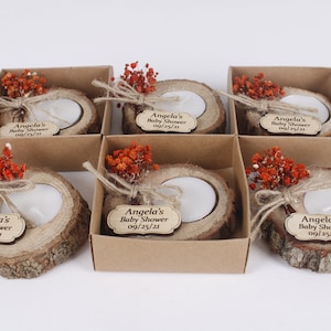 Handmade Baby Shower Candle Favors, Rustic Wedding Bulk Favors, Personalized Wedding Gifts, Wooden Tealight Holder, Bridal Shower Gifts