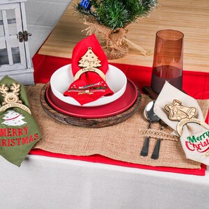 Christmas Napkin Rings Set, Serviette Rings, Christmas Table Decoration, Napkin Holder, Personalized Wooden Napkin Rings, Happy Holiday Favors, Christmas Bulk Favor, Happy New Year Gift, merry Christmas gift, Christmas coworker x-mas noel favors