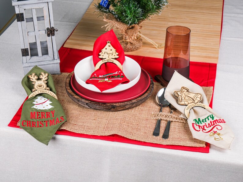 Christmas Napkin Rings Set, Serviette Rings, Christmas Table Decoration, Napkin Holder, Personalized Wooden Napkin Rings, Happy Holiday Favors, Christmas Bulk Favor, Happy New Year Gift, merry Christmas gift, Christmas coworker x-mas noel favors
