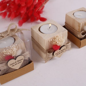 50 PCS Wedding Party Favors for Guests in bulk | Personalized Wedding Bulk Rustic Favors | Unique Tealight Holders | Thank You Favor