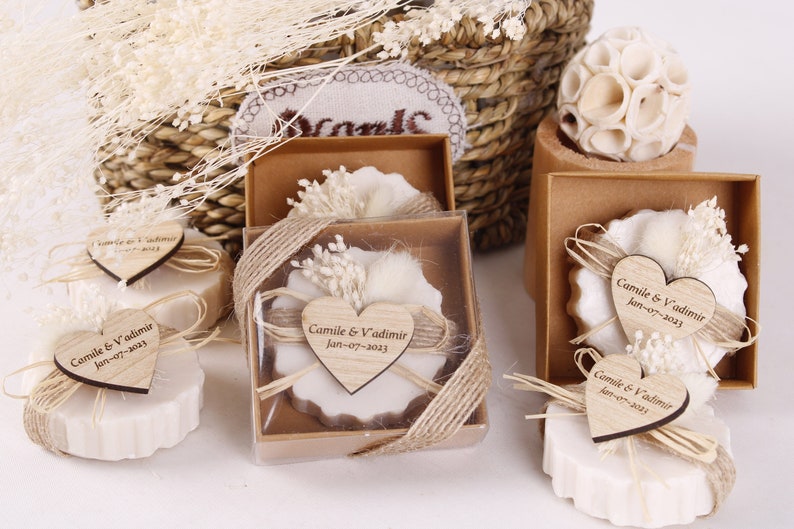 Wedding Scented Soap Bulk Personalized Favors for Guests Bridal Shower Soap favors Lavender Jasmine Rose Ocean Scents Floral Soap Favors image 1