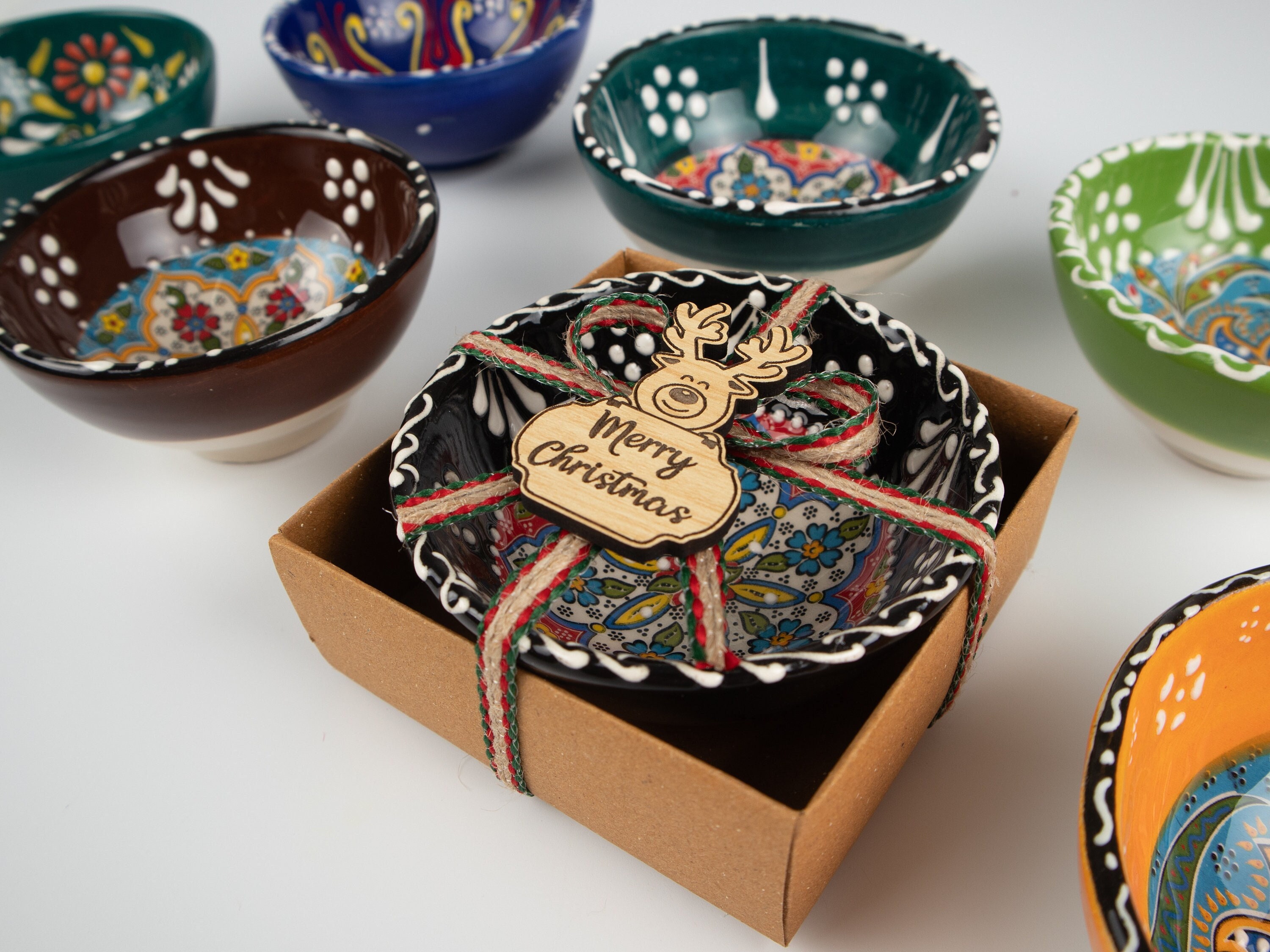 Personalized Christmas Gifts Turkish Cini Bowl, Bohemian Favors, Coworker Happy Holiday Favors, New Year Noel Xmas Gifts, Merry Christmas