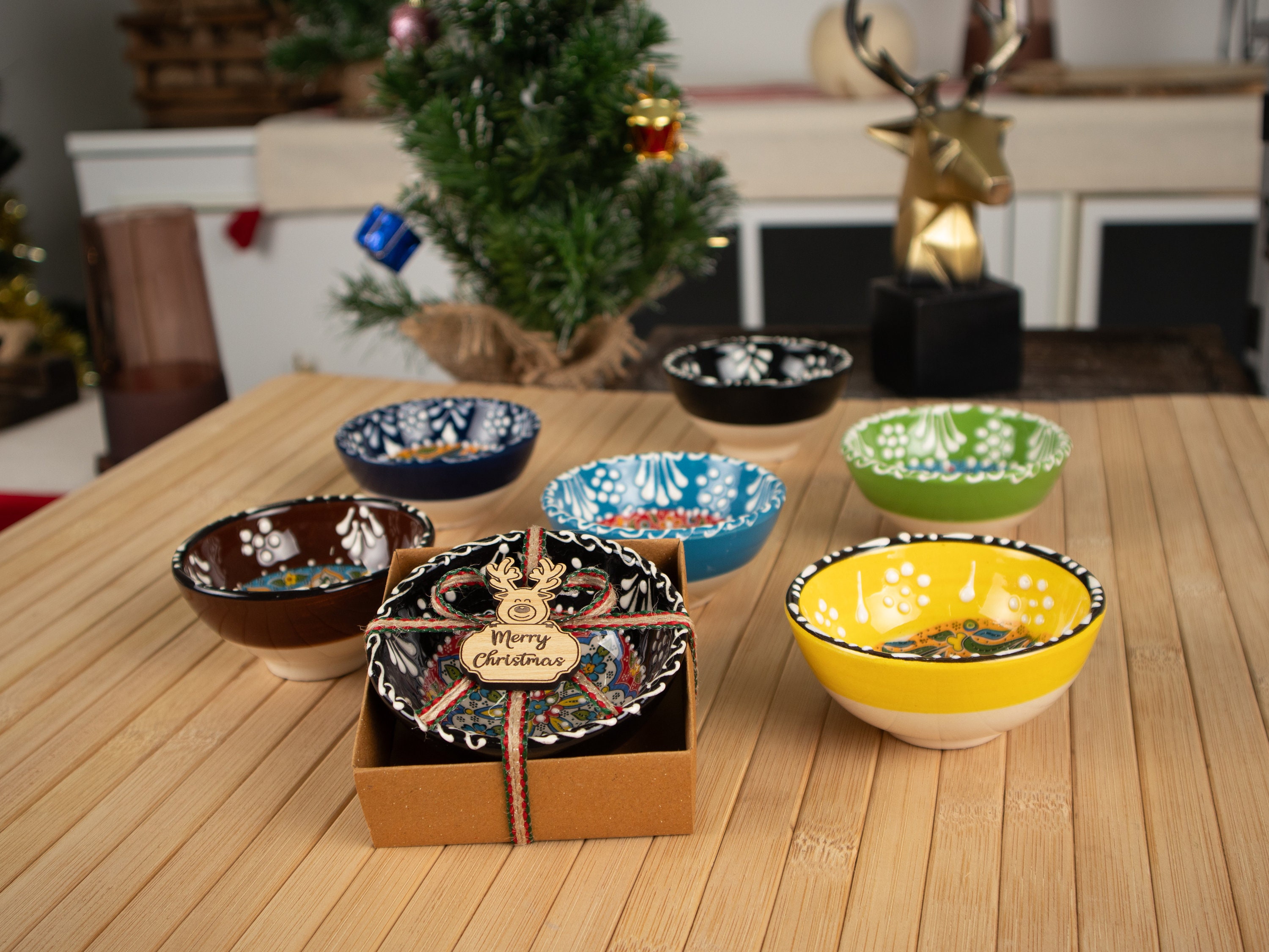 Personalized Christmas Gifts Turkish Cini Bowl, Bohemian Favors, Coworker Happy Holiday Favors, New Year Noel Xmas Gifts, Merry Christmas