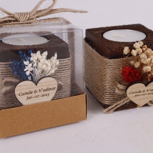 Wedding Favors for Guests, Wooden Candle Holder, Personalized Wedding Gifts, Rustic Wedding Favors, Tealight Holders, Bridal Shower Favors