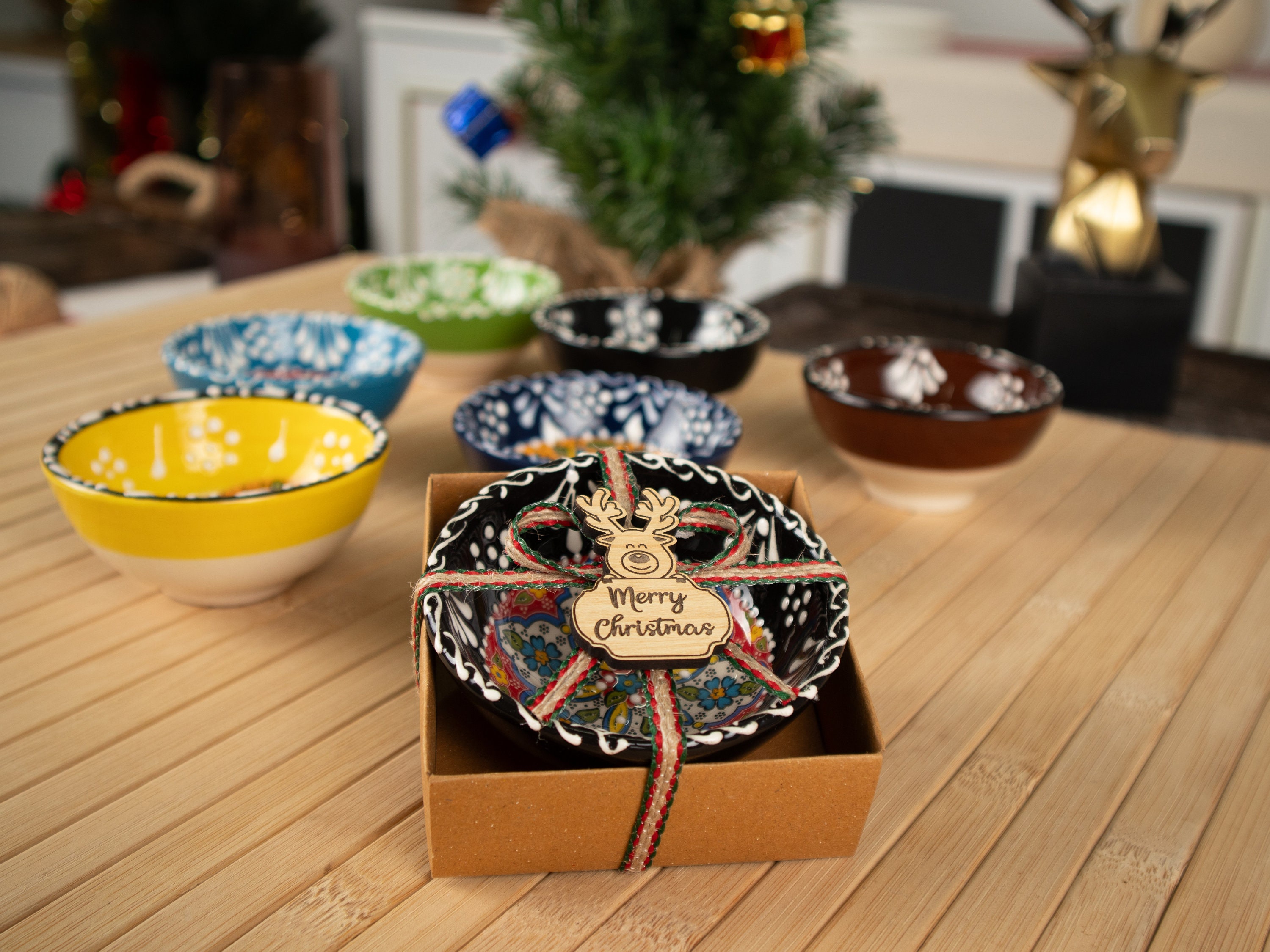 Personalized Christmas Gifts Turkish Cini Bowl, Bohemian Favors, Coworker Happy Holiday Favors, New Year Noel Xmas Gifts, Merry Christmas