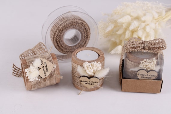 Personalized Wedding Bulk Candle Favors for Guest, Rustic Wedding Favor, Bridal Shower Favors, Tealight Holders, Thank You Favor, Guest Gift