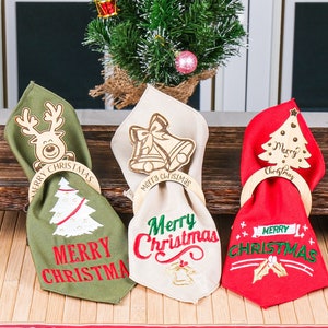 Christmas Napkin Rings Set, Serviette Rings, Christmas Table Decoration, Napkin Holder, Personalized Wooden Napkin Rings, Happy Holiday Favors, Christmas Bulk Favor, Happy New Year Gift, merry Christmas gift, Christmas coworker x-mas noel favors