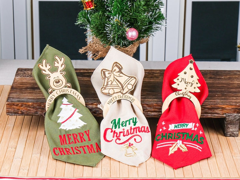 Christmas Napkin Rings Set, Serviette Rings, Christmas Table Decoration, Napkin Holder, Personalized Wooden Napkin Rings, Happy Holiday Favors, Christmas Bulk Favor, Happy New Year Gift, merry Christmas gift, Christmas coworker x-mas noel favors