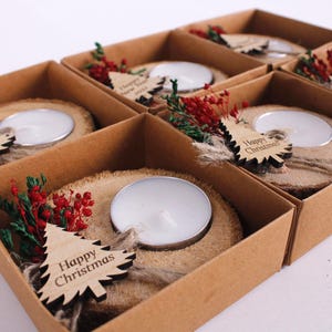 Personalisierte Weihnachtskerzen als Gastgeschenke, Weihnachtsgeschenke, rustikale Weihnachtsgeschenke, Frohes Neues Jahr, Schöne Feiertage, personalisierte Gastgeschenke für Thanksgiving